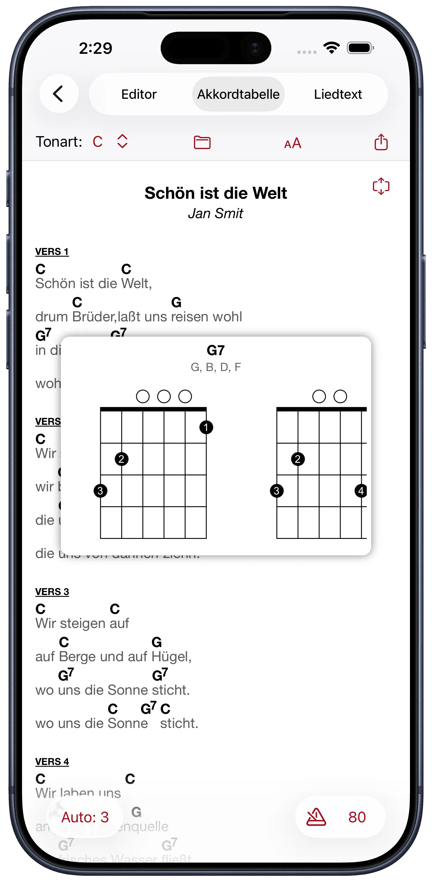 Akkorddiagramme für Worship