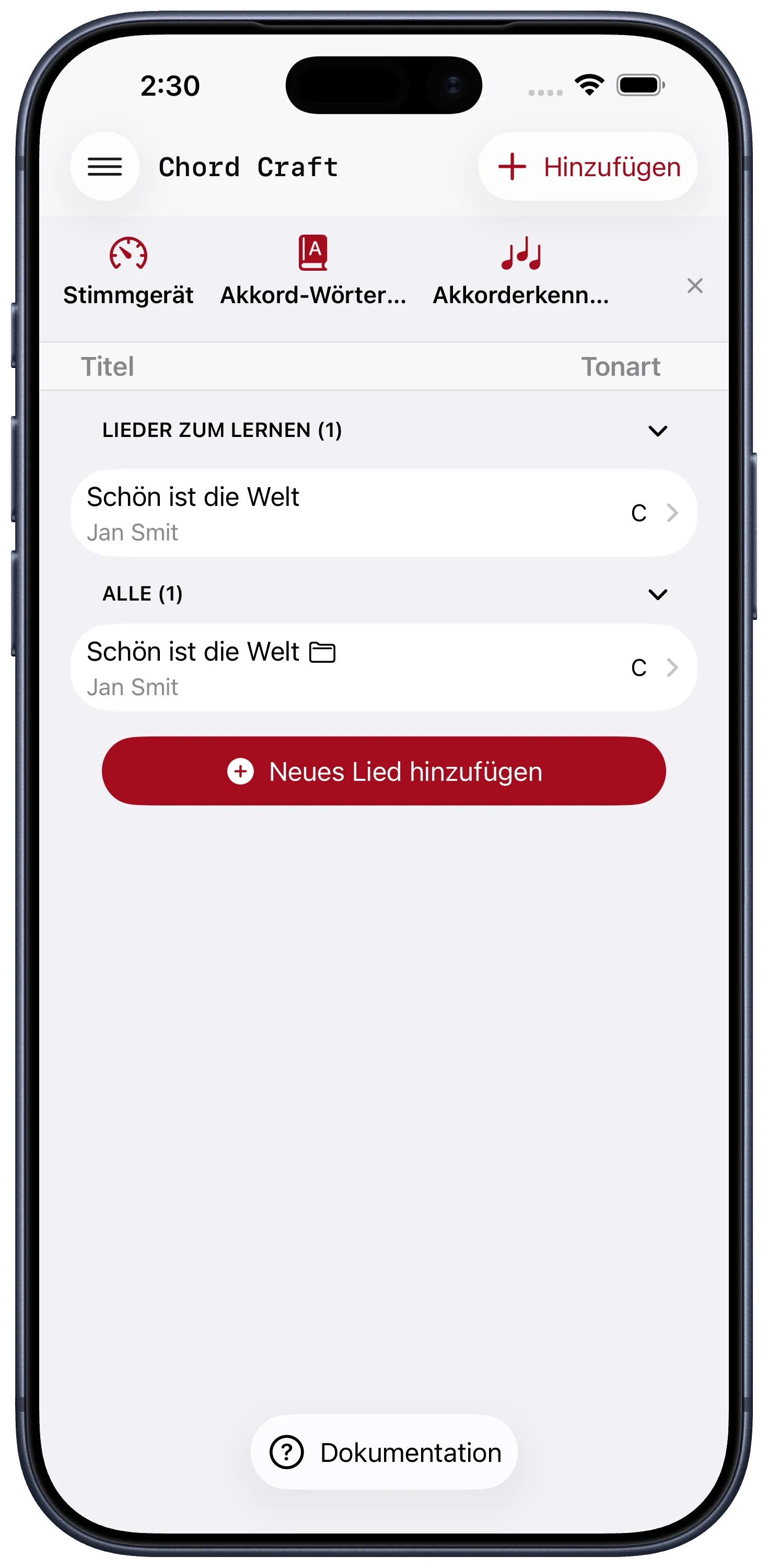 Setlisten in Chord Craft