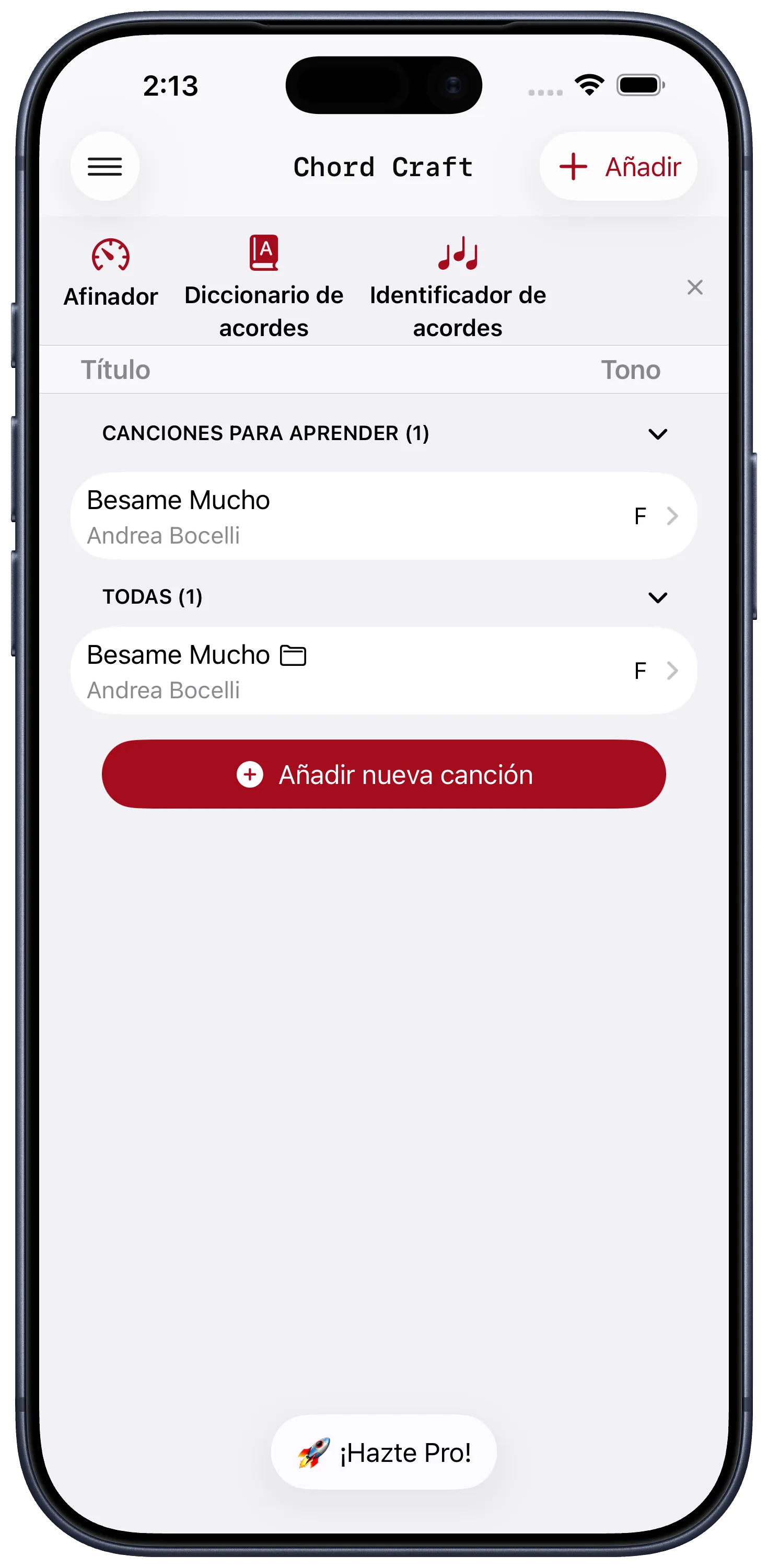 Repertorios en Chord Craft