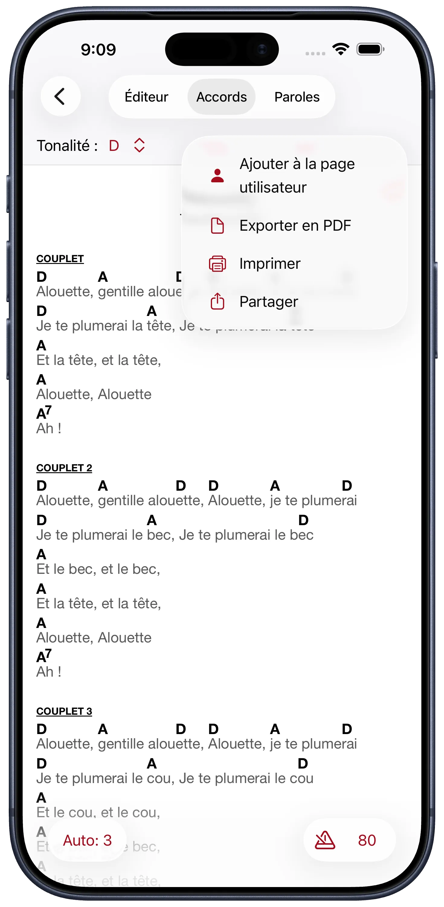 Partager des setlists