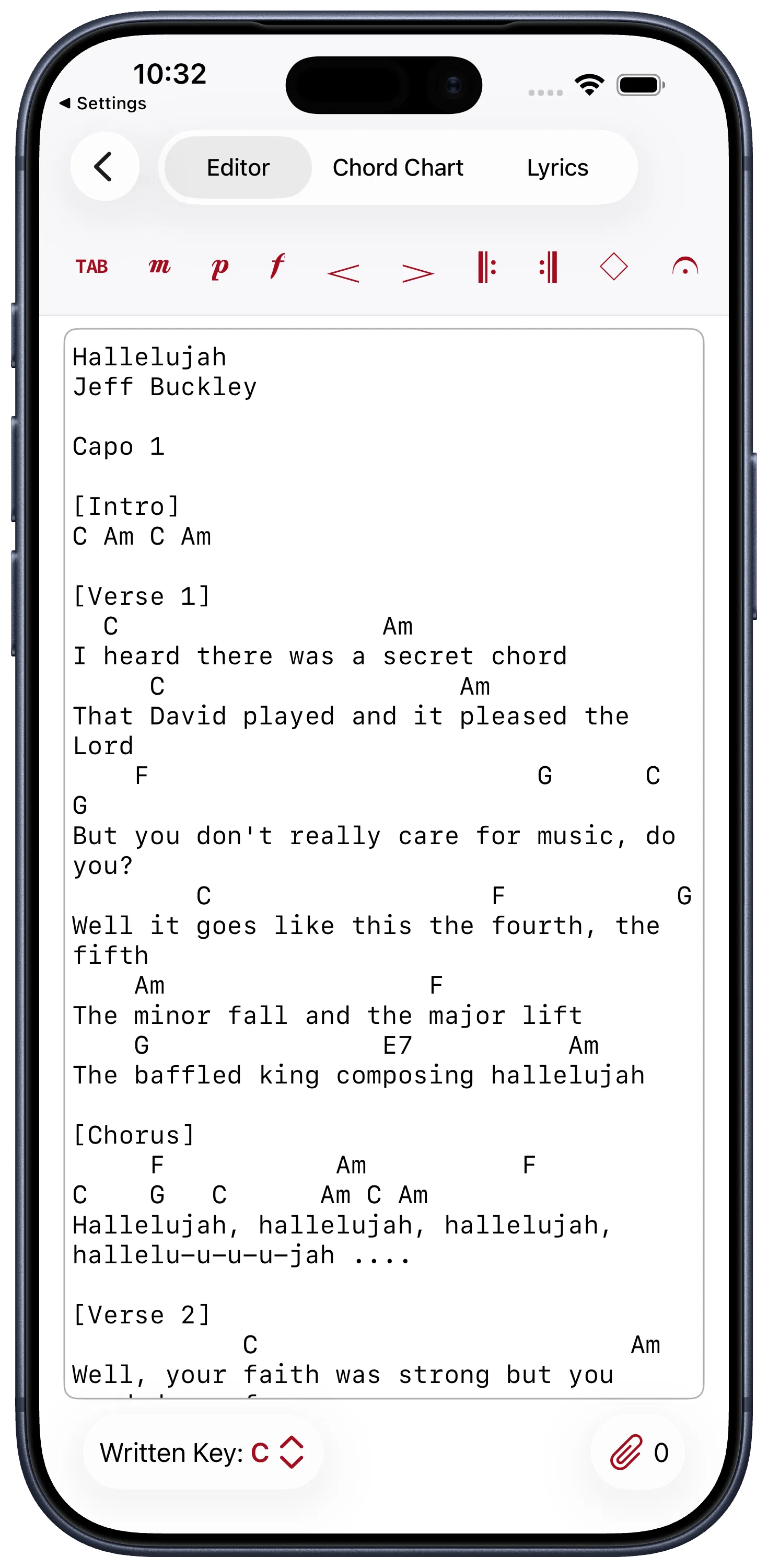 Edit a chord chart