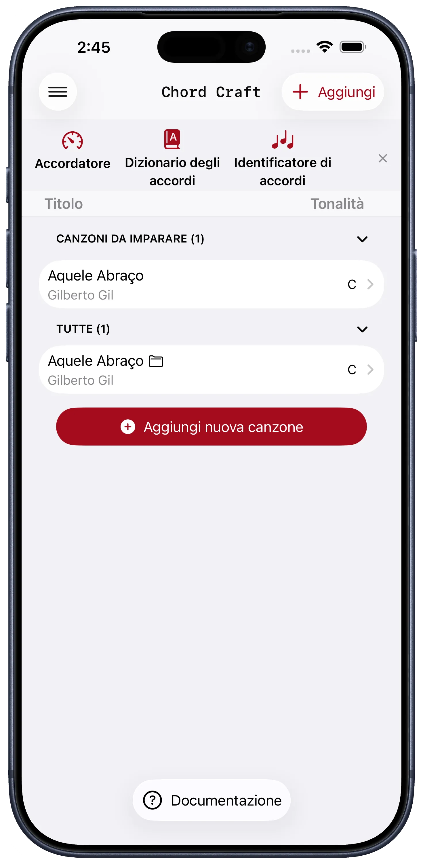 Repertórios no Chord Craft