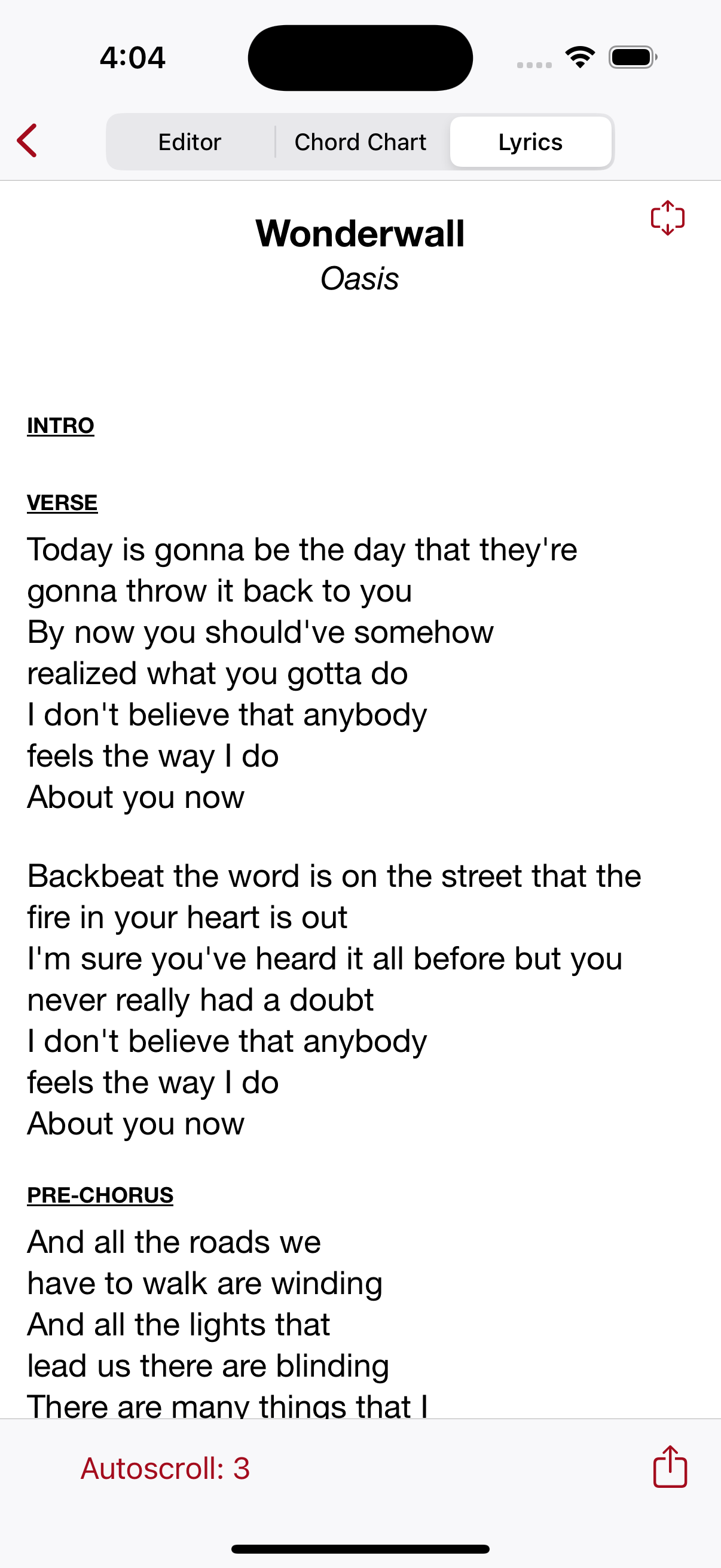 Lyrics view