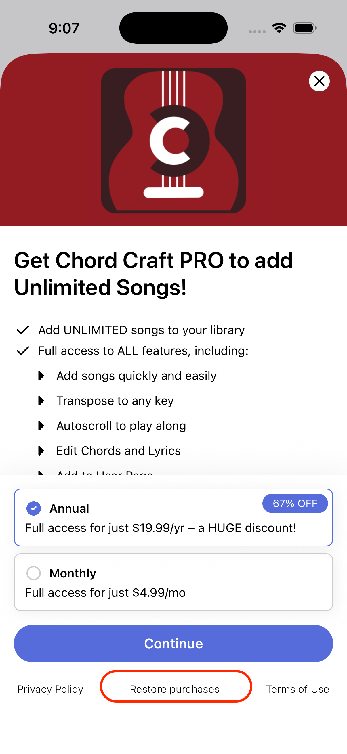 Restore Purchases